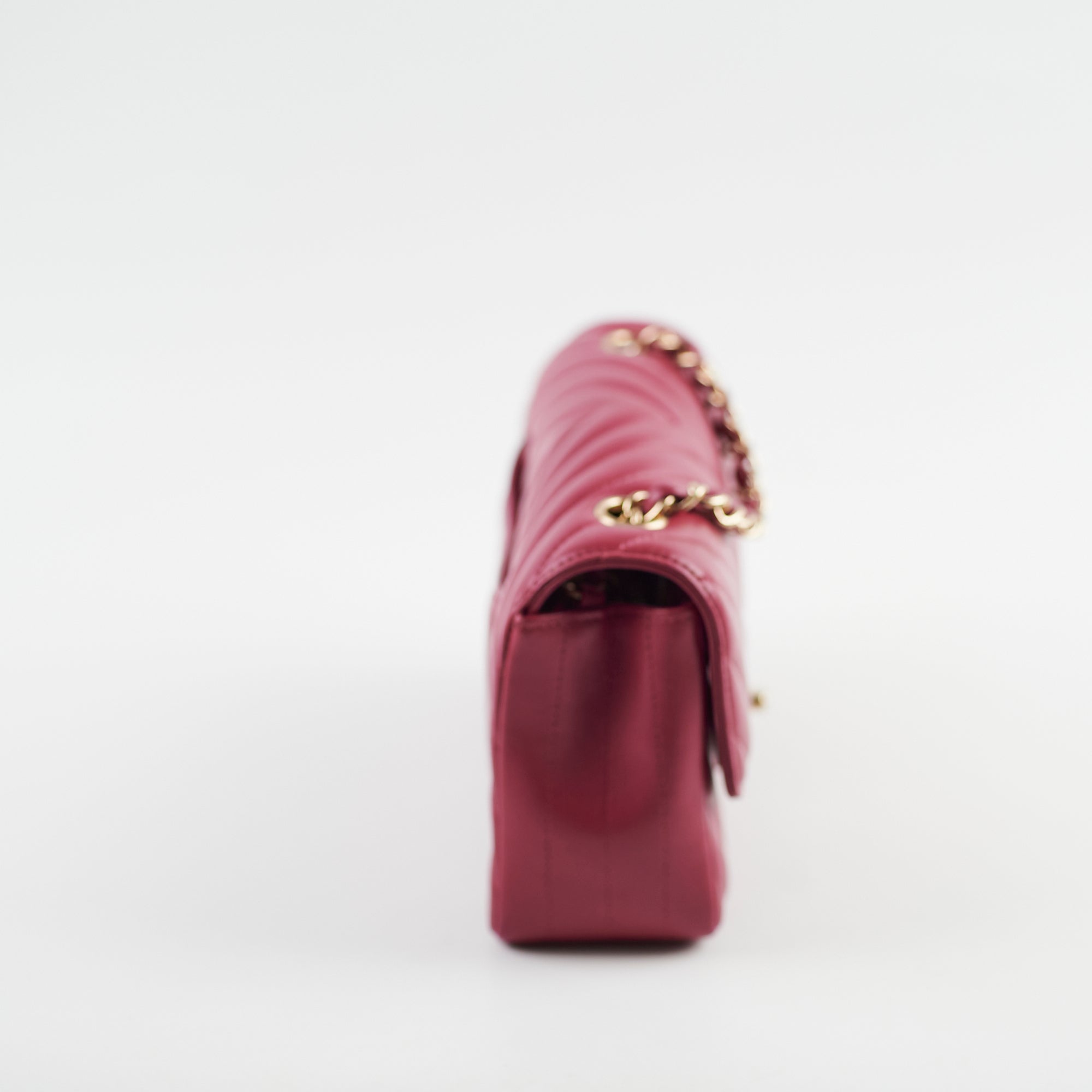 Chanel Mini Rectangular Bag in Dark Pink Chevron Lambskin Leather - Luxury Crossbody Purse for Women, Perfect for Date Night & Special Occasions
