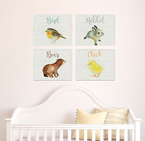Baby Animal Wall Art Prints - Set of 4 (11x14 Inches) | Nursery Decor, Kids Room Decor, Gender Neutral Nursery Wall Art | Perfect for Baby Rooms, Playrooms & Nursery Rhyme Themed Spaces