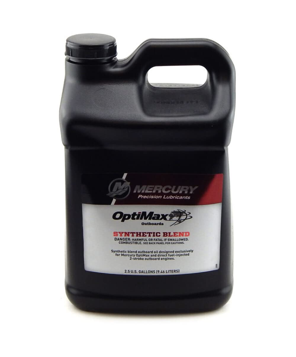Premium Mercury Optimax & DFI 2-Cycle Outboard Motor Oil - 2.5 Gallon for High-Performance Marine Engines | Ideal for Boating, Fishing & Water Sports