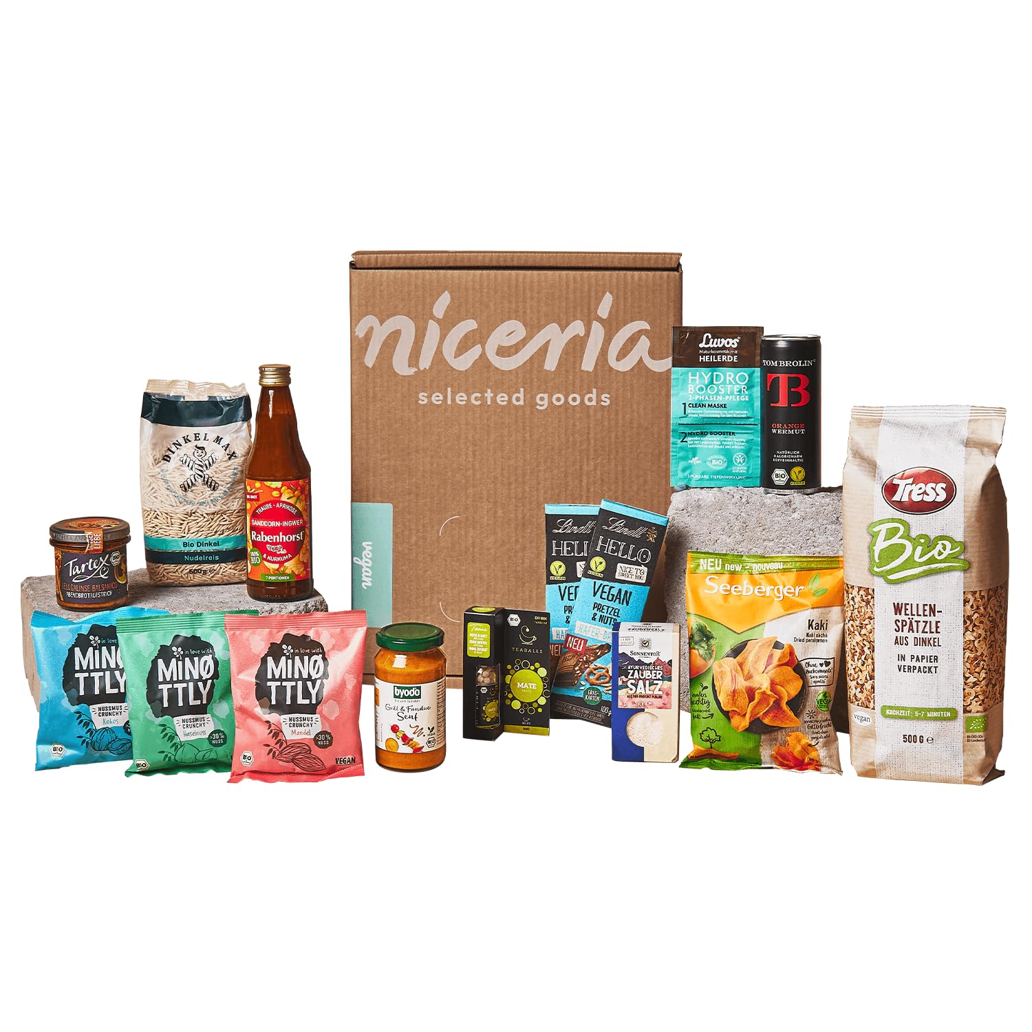 NICERIA Vegan Snack Box: 100% Plant-Based Treats, Snacks & Sweets | Delicious Vegan Brunch Box with Premium Food Highlights | Discover Tasty Plant-Based Alternatives | Perfect Gift Idea (Value Over €35) | Ideal for Office Snacking, Vegan Gifts & Healthy Lifestyle