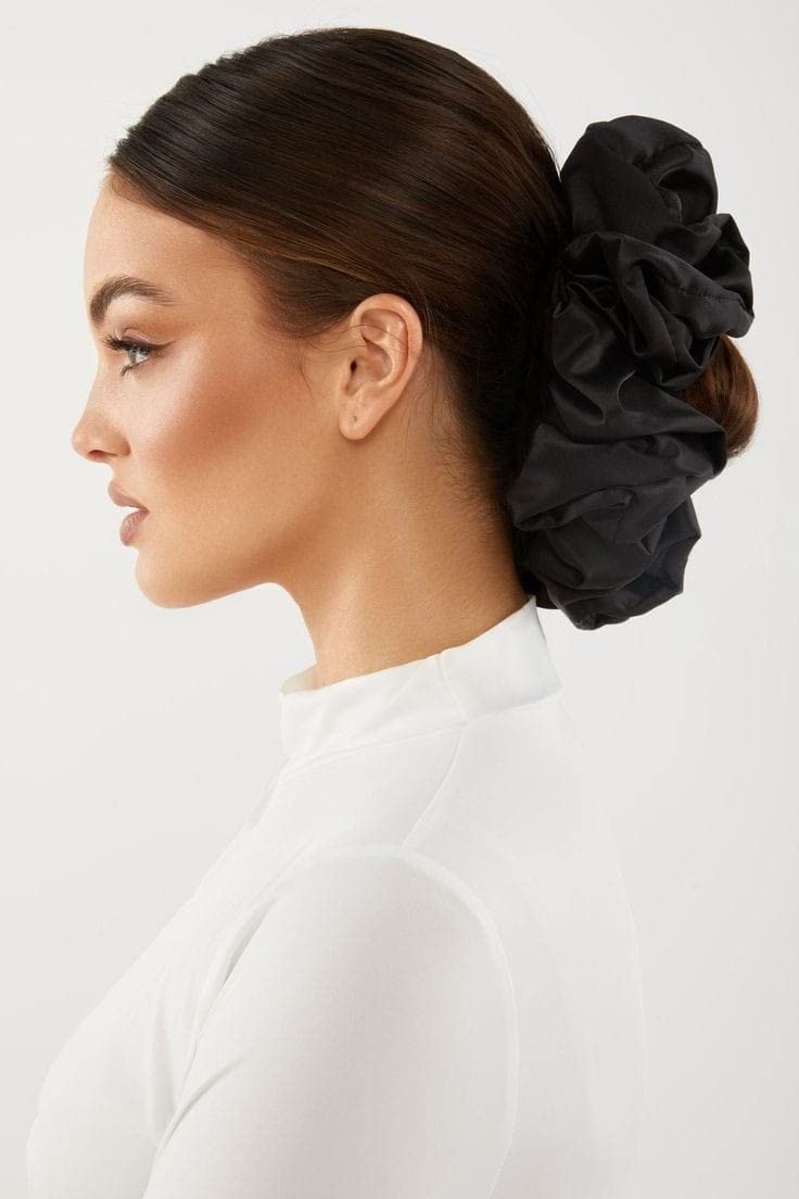 Best Volumizing Hijab Hair Scrunchies for Women - Anti Hair Breakage Hair Ties for Thick & Thin Hair - Black - Perfect for Hijab Styling, Workouts & Everyday Use