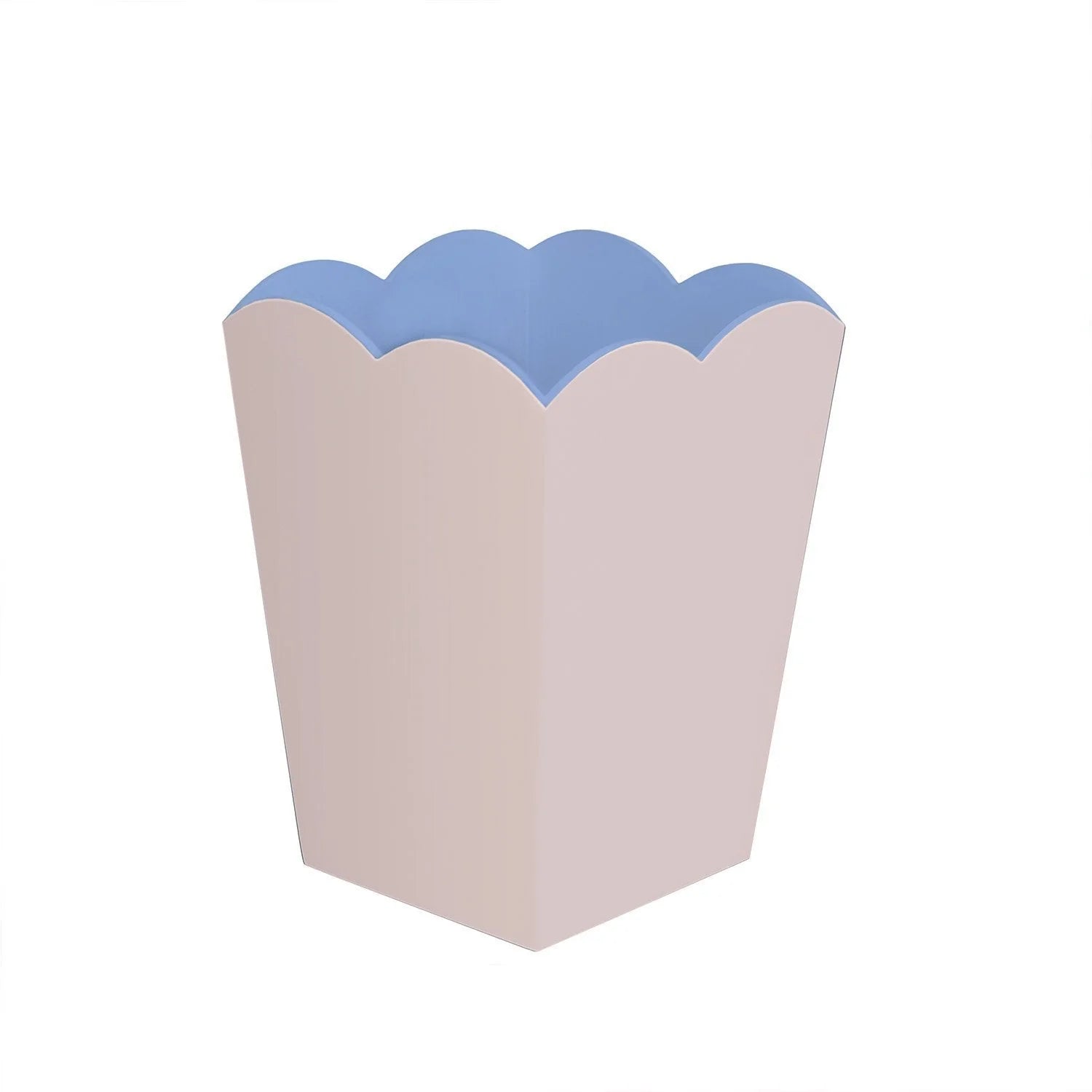 Pink & Blue Scalloped Lacquer Storage Bin - Decorative Organizer for Bathroom, Bedroom, Nursery, or Office | Stylish Home Decor Accessory