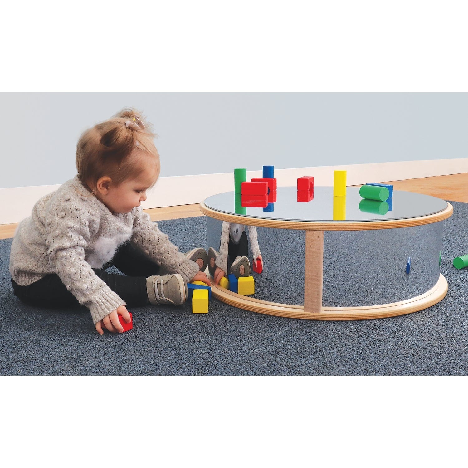 Round Baby Floor Mirror for Tummy Time & Play - Safe & Shatterproof Infant Mirror for Newborn Development & Nursery Decor