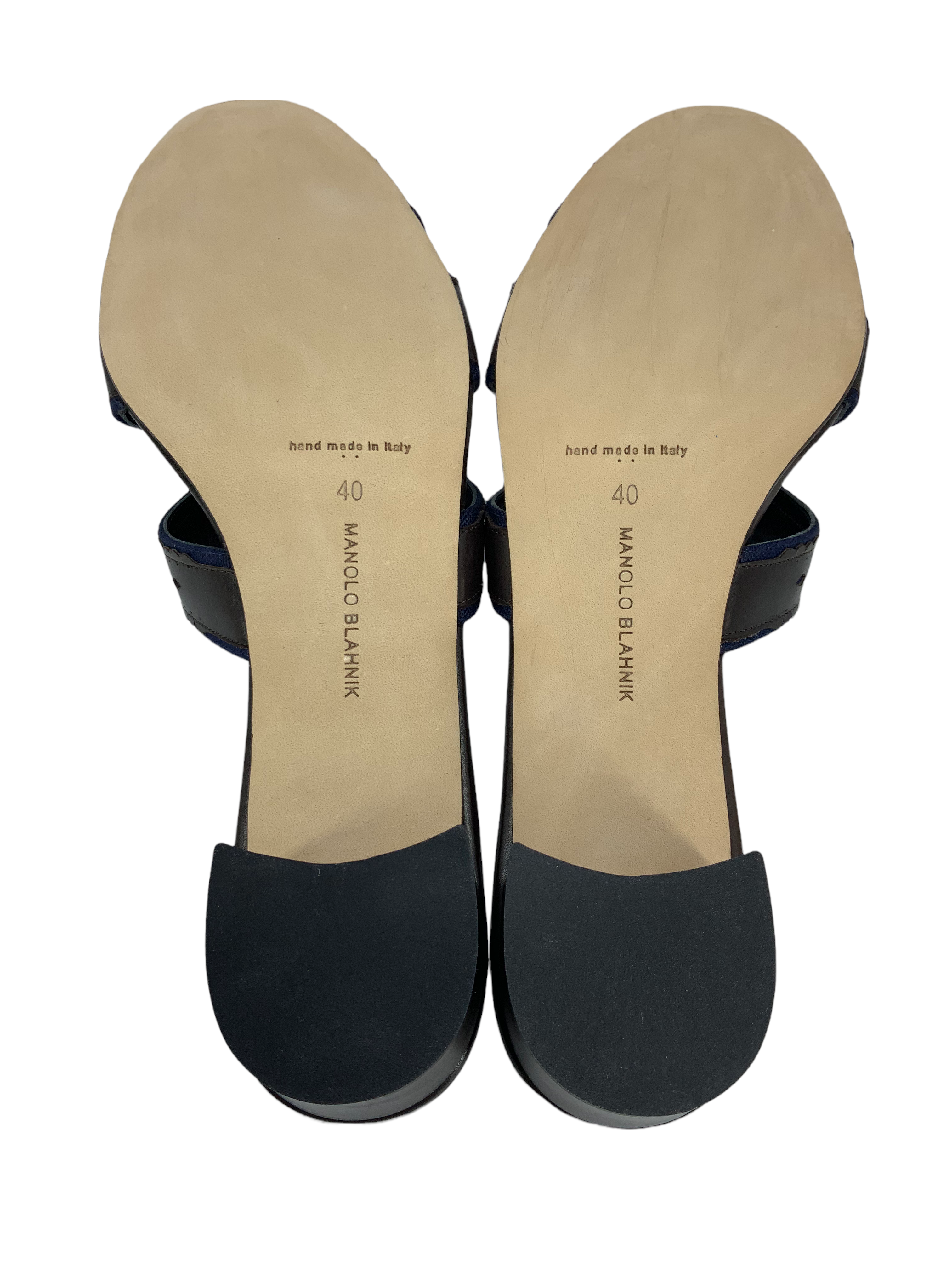 Manolo Blahnik Genuine Leather Mule Sandals for Women - Size 10 US | Comfortable Slide Shoes for Summer, Beach, and Casual Outings