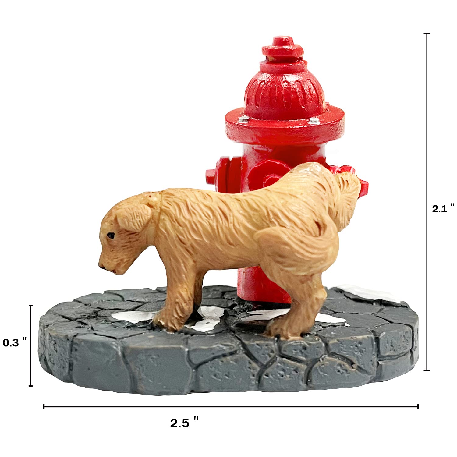 Santa's Dog with Fire Hydrant Resin Statue - Cute Christmas Village Accessories Set for Holiday Snow Village Decor | Perfect for Christmas Tree Ornaments, Mantel Displays & Winter Wonderland Scenes