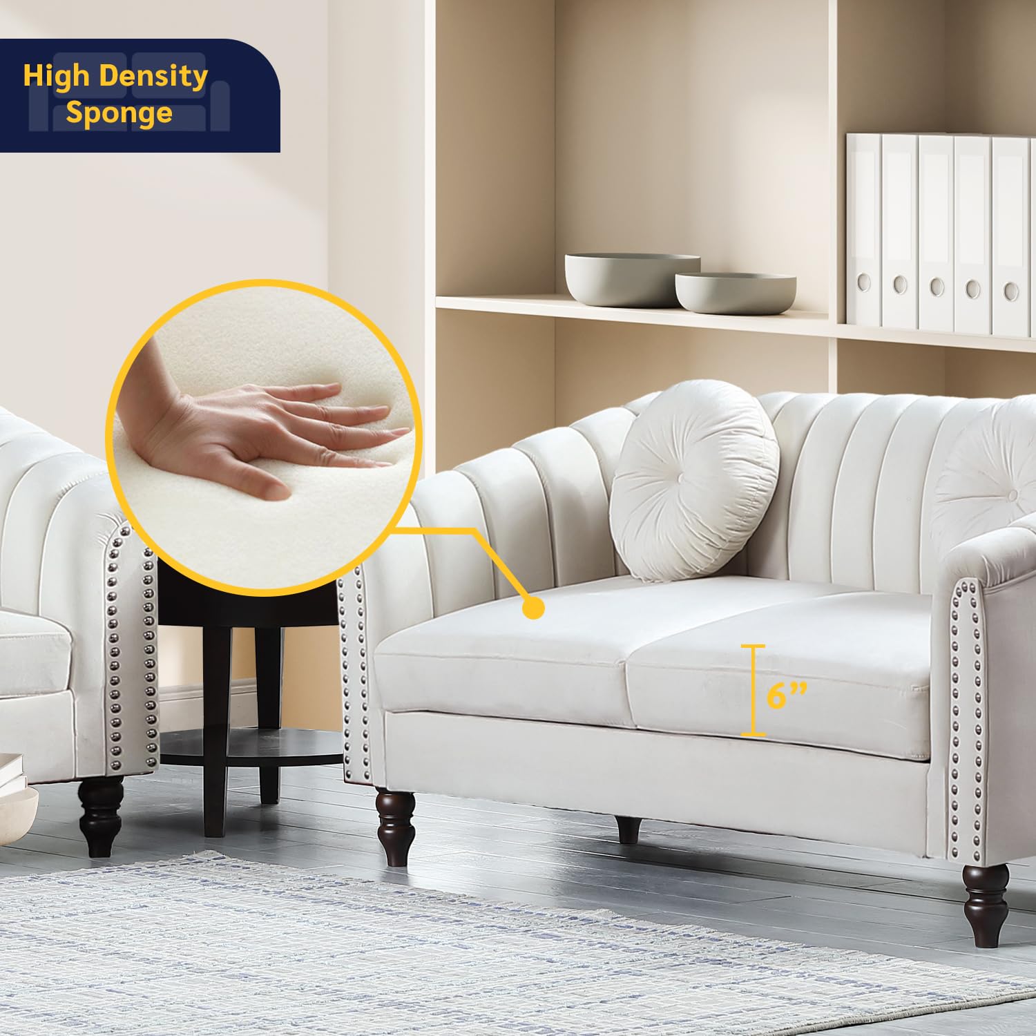 Beverly Fine Furniture 3-Piece Living Room Set - Sofa, Loveseat & Chair - Modern Living Room Furniture for Home Decor | Perfect for Family Gatherings & Entertainment Spaces