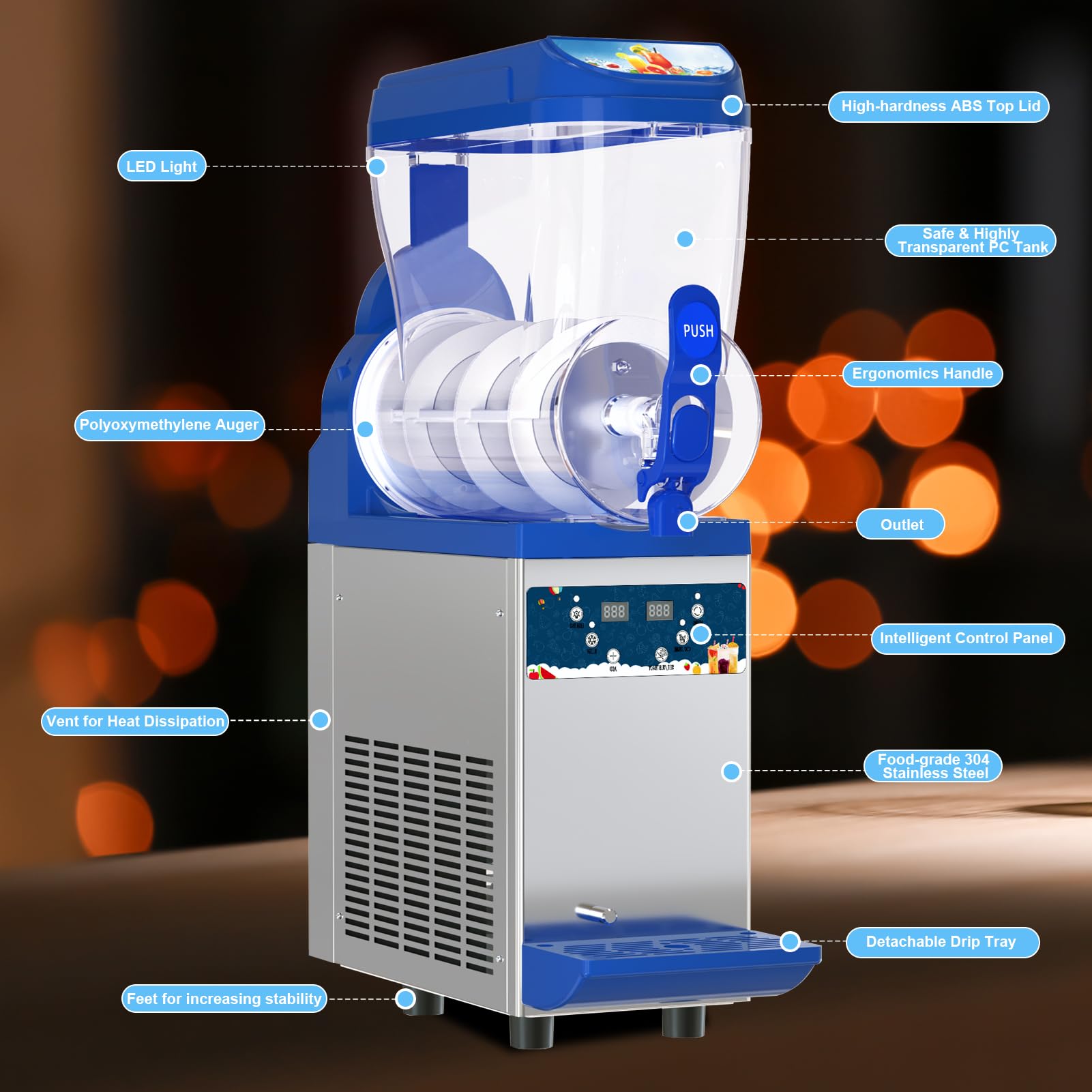 TECSPACE Commercial Slushy Machine 500W - Margarita, Cocktail, Wine & Daiquiri Slush Maker for Bars, Restaurants & Parties - Perfect for Summer Drinks & Frozen Beverages