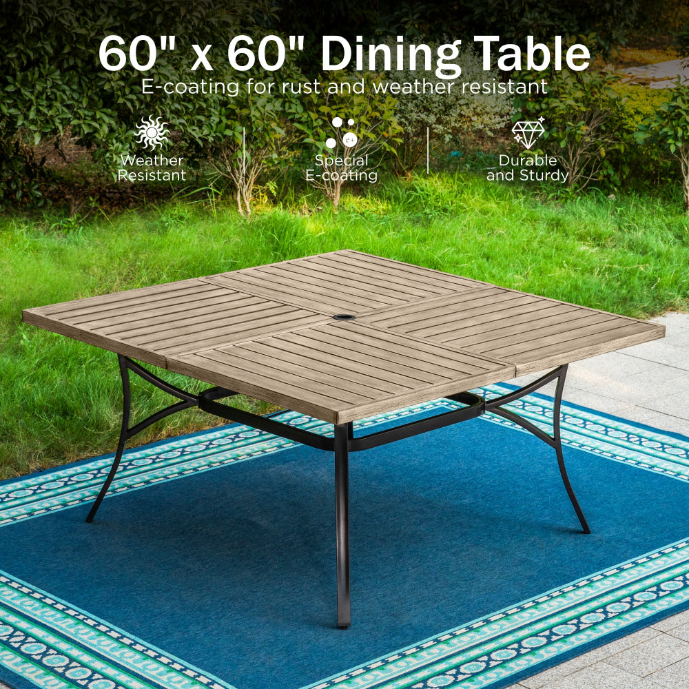 PHI VILLA 9-Piece Outdoor Patio Dining Set with Handwoven Rattan Chairs - Perfect for Backyard BBQs, Garden Parties & Poolside Entertaining