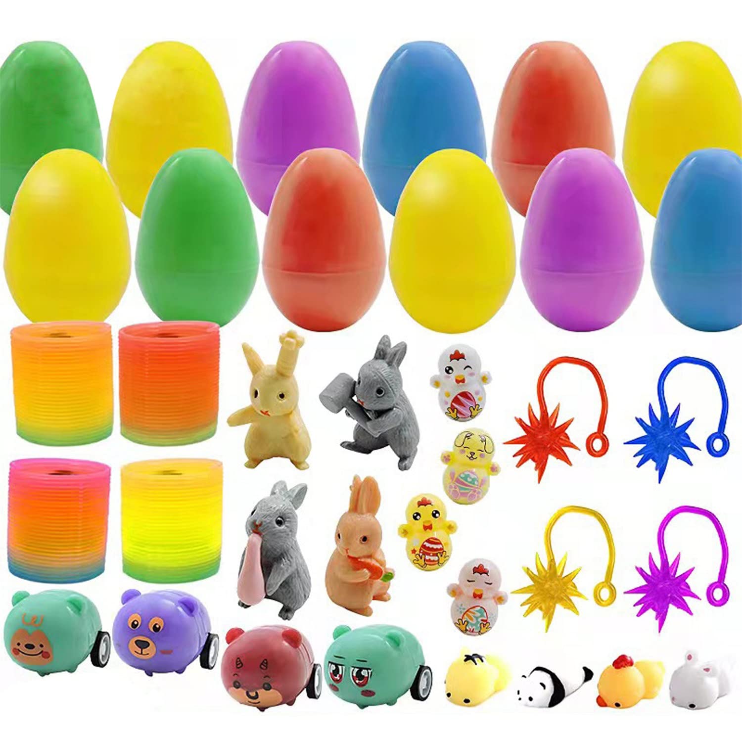 Muised 24 Pack Prefilled Easter Eggs with Animal Toys, 2.5 Inch Plastic Easter Eggs for Toddlers, Easter Hunts, Basket Stuffers, Party Gifts, Educational Toys for Ages 10-12, Perfect for Classroom Activities and Family Fun
