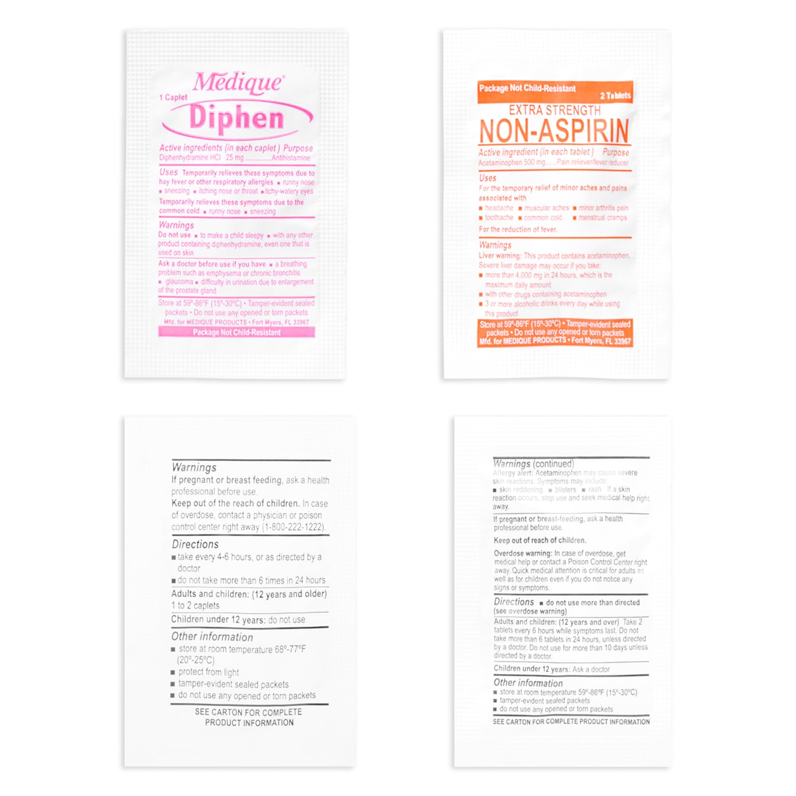 First Aid Kit Refill Supplies - 100-Piece Medication Pack for Small Kits & Travel | Emergency Preparedness for Home, Office & Outdoor Adventures