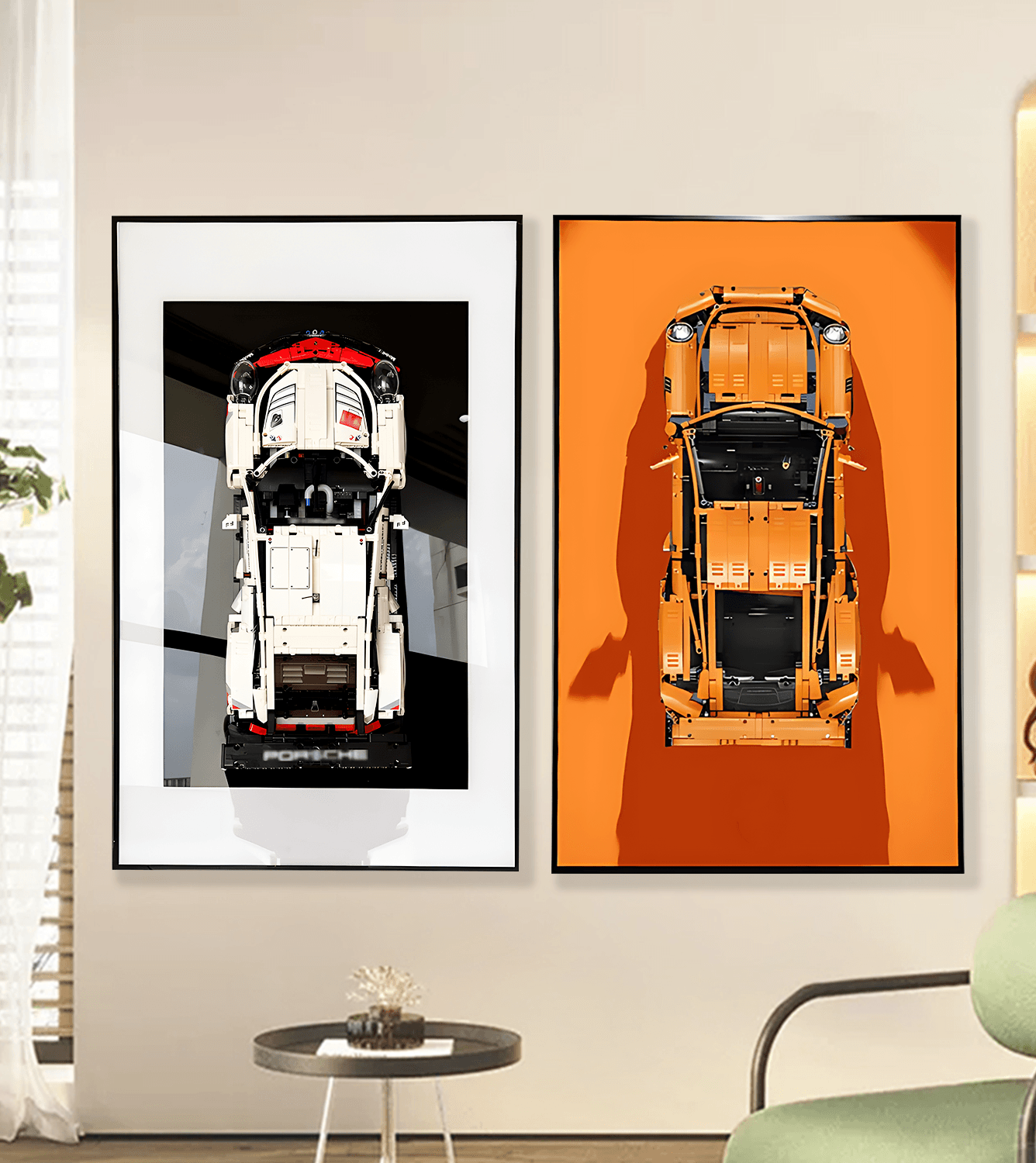 Lego Porsche 911 RSR & GT3 RS Wall Mount Display Stand - Secure Hanging Shelf for Lego Car Models - Perfect for Bedroom, Office, or Game Room Decor