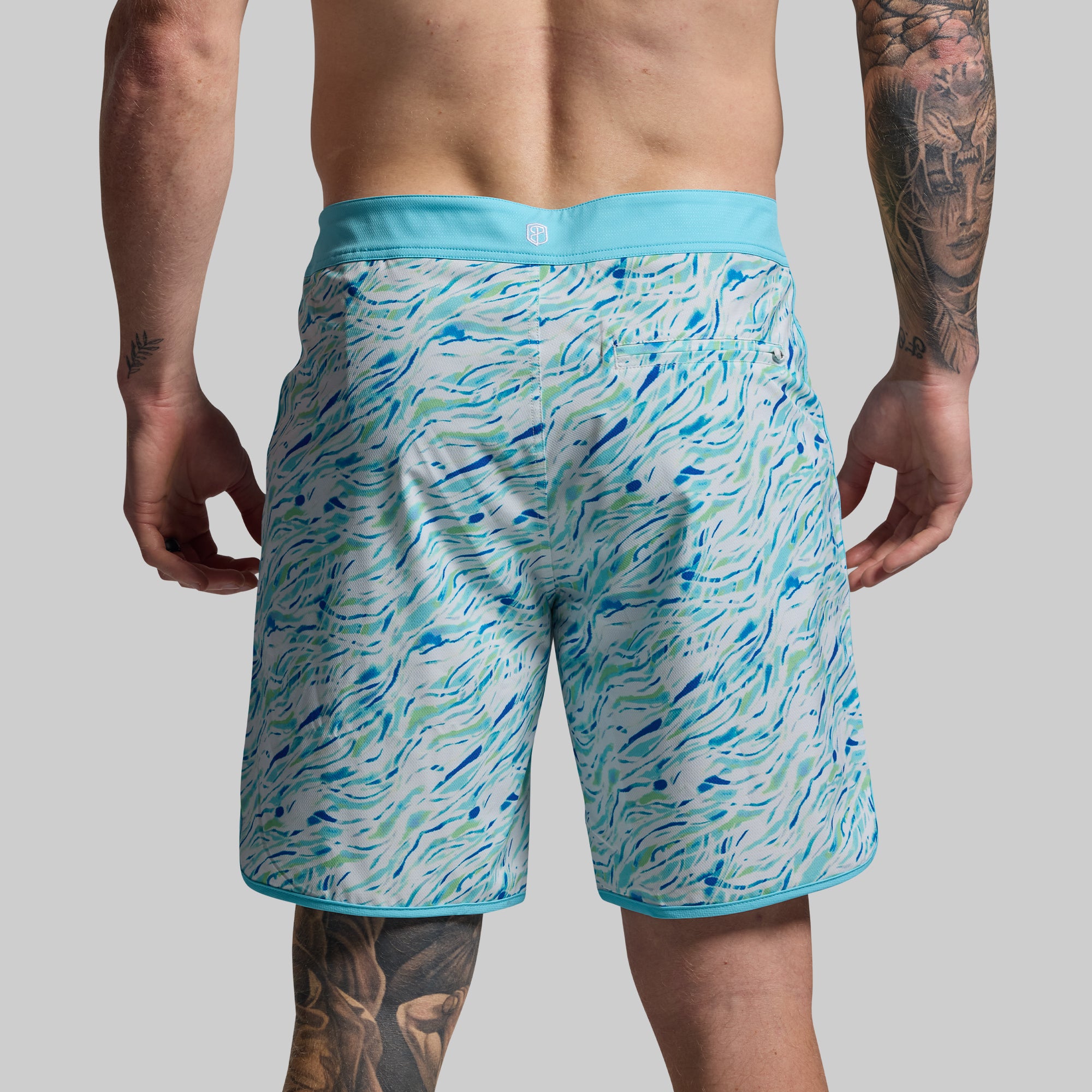 Men's Island Short 8 - Blue Waves Swim Trunks for Beach, Pool & Vacation | Quick-Dry Comfort with UPF Protection