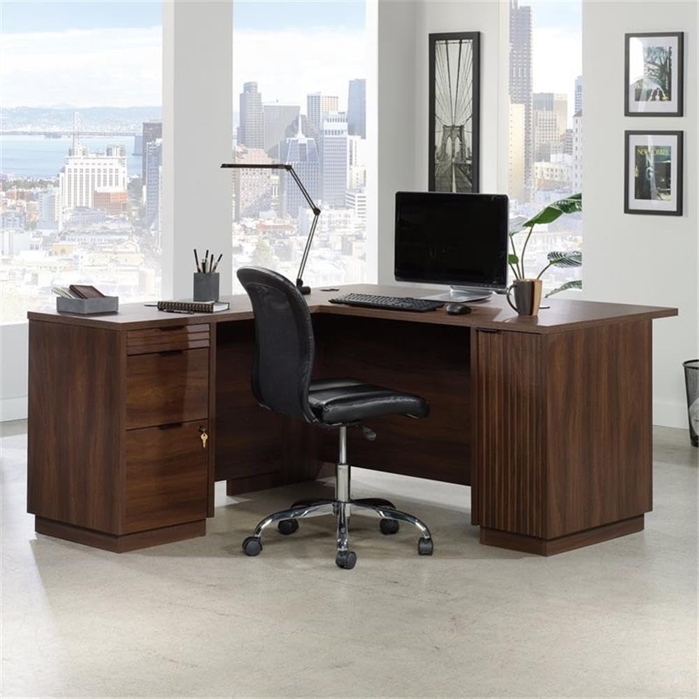 UrbanPro 60 Inch L-Shaped Wooden Computer Desk in Spiced Mahogany - Home Office Workstation for Gaming & Study | Modern Ergonomic Writing Desk for Small Spaces