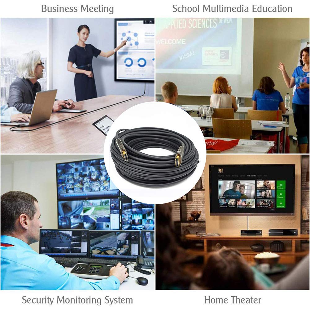 DTech Ultra Slim 200ft Fiber Optic HDMI 2.0 Cable - 4K 60Hz 18Gbps High Speed - In-Wall Installation for Projector, Laptop, Computer Monitor & TV (61 Meters) - Perfect for Home Theater, Gaming & Office Setup