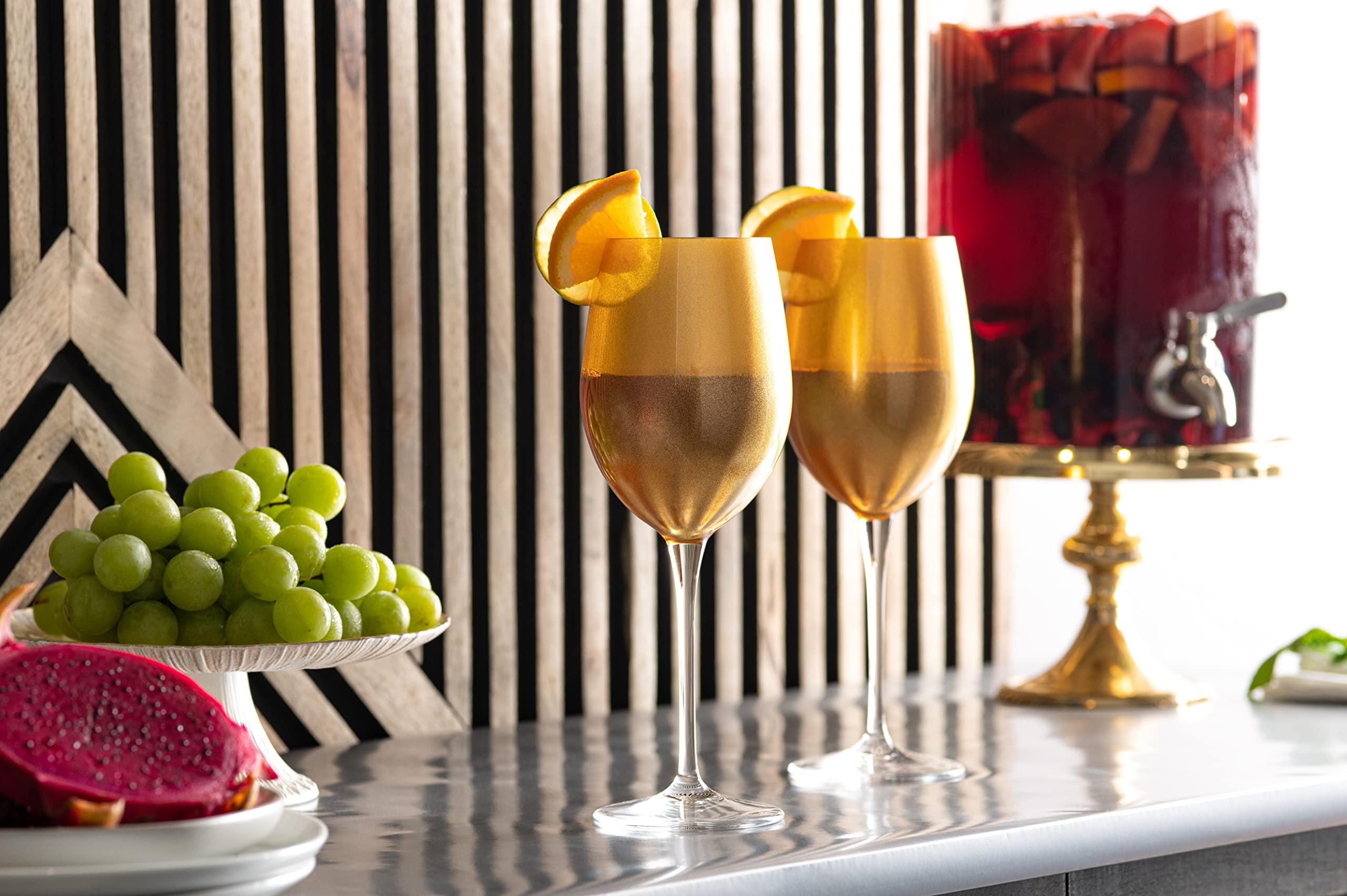 Premium Barski Goblet Set of 6 - 18oz Elegant Gold-Decorated Crystal Stemware for Red Wine & Water - European Made Glassware for Fine Dining, Wedding Gifts & Home Entertaining