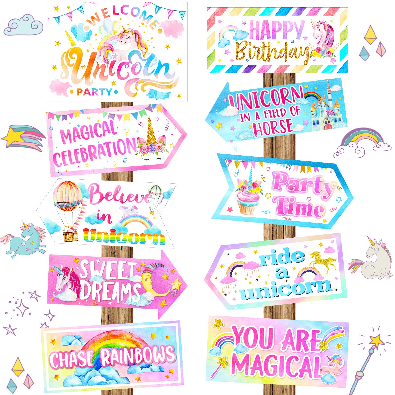 Outus 20-Piece Unicorn Birthday Party Decorations Kit - Unicorn Party Supplies, Happy Birthday Sign, Party Favors for Girls - Perfect for Birthday Celebrations, Baby Showers & Themed Events