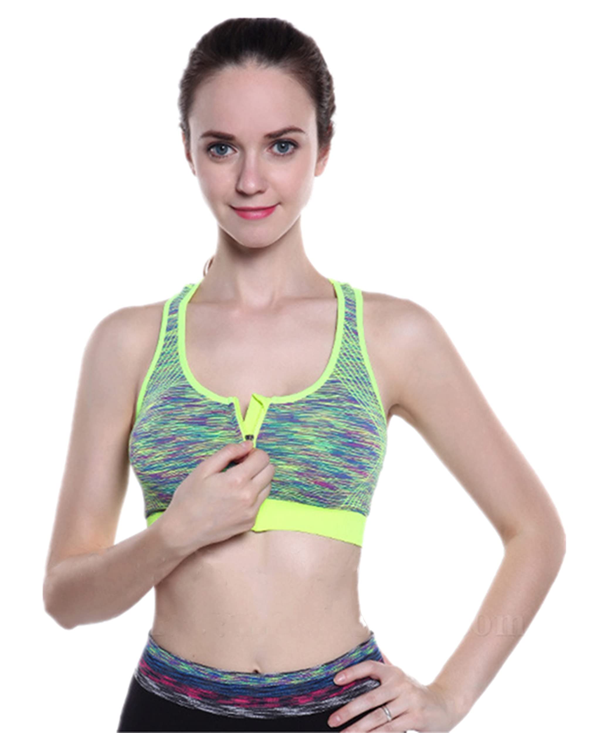 High Strength Shockproof Sports Bra for Women - Breathable Yoga Sports Bra with Zipper Front, Supportive Workout Top for Running, Gym & Fitness Training