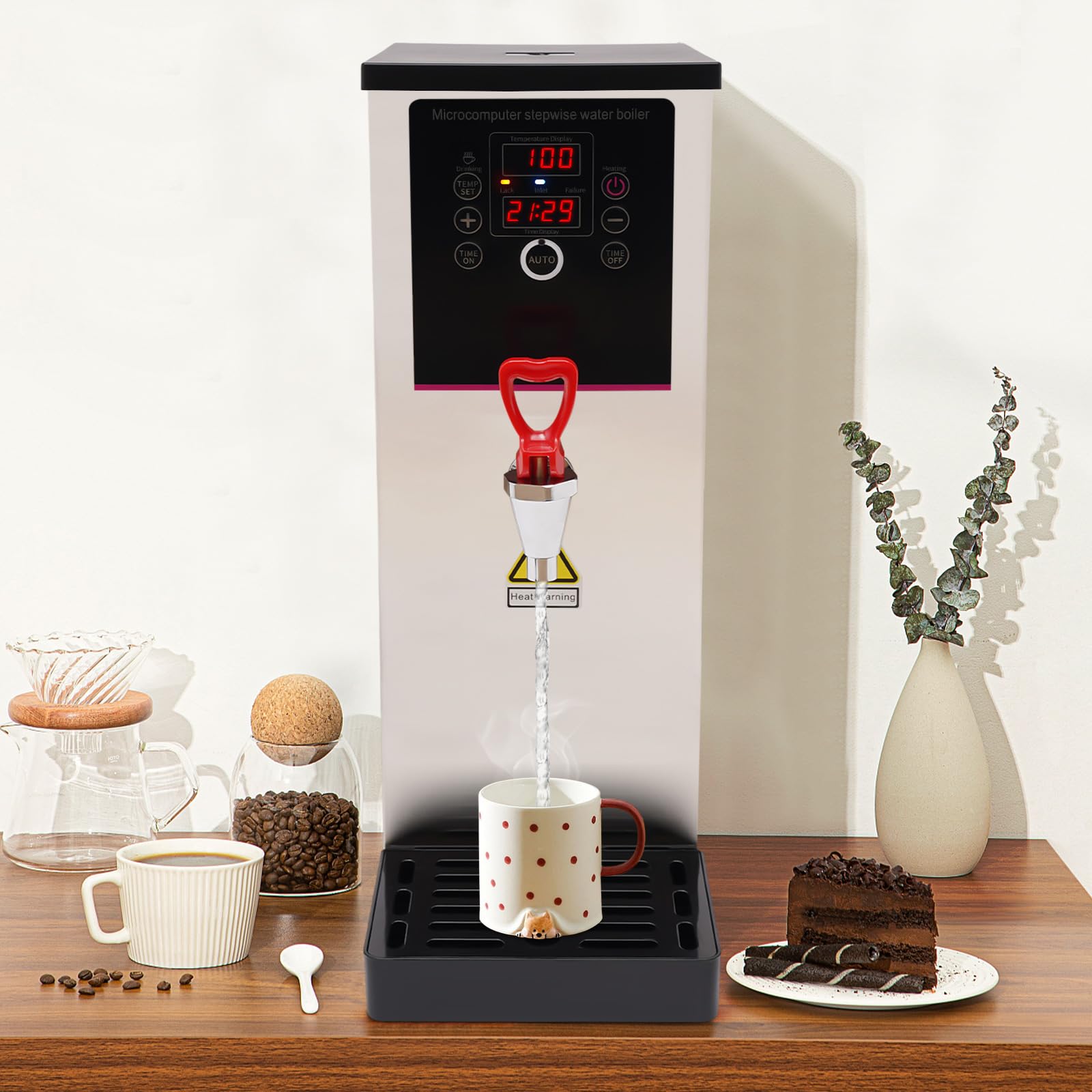 Commercial Electric Hot Water Dispenser 10L/2.64Gal - 2500W Fast Boiling Water Machine for Tea, Coffee, Dessert Shops & Hotels - 25L/H High Capacity - Perfect for Busy Cafes, Restaurants and Catering Services