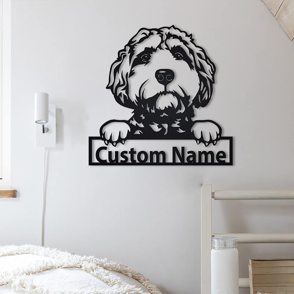 Custom Personalized Goldendoodle Dog Metal Sign Art - Engraved Pet Name Plaque - Unique Funny Dog Lover Gift for Home & Garden Decor - Perfect for Pet Memorial, Housewarming, Birthday Present