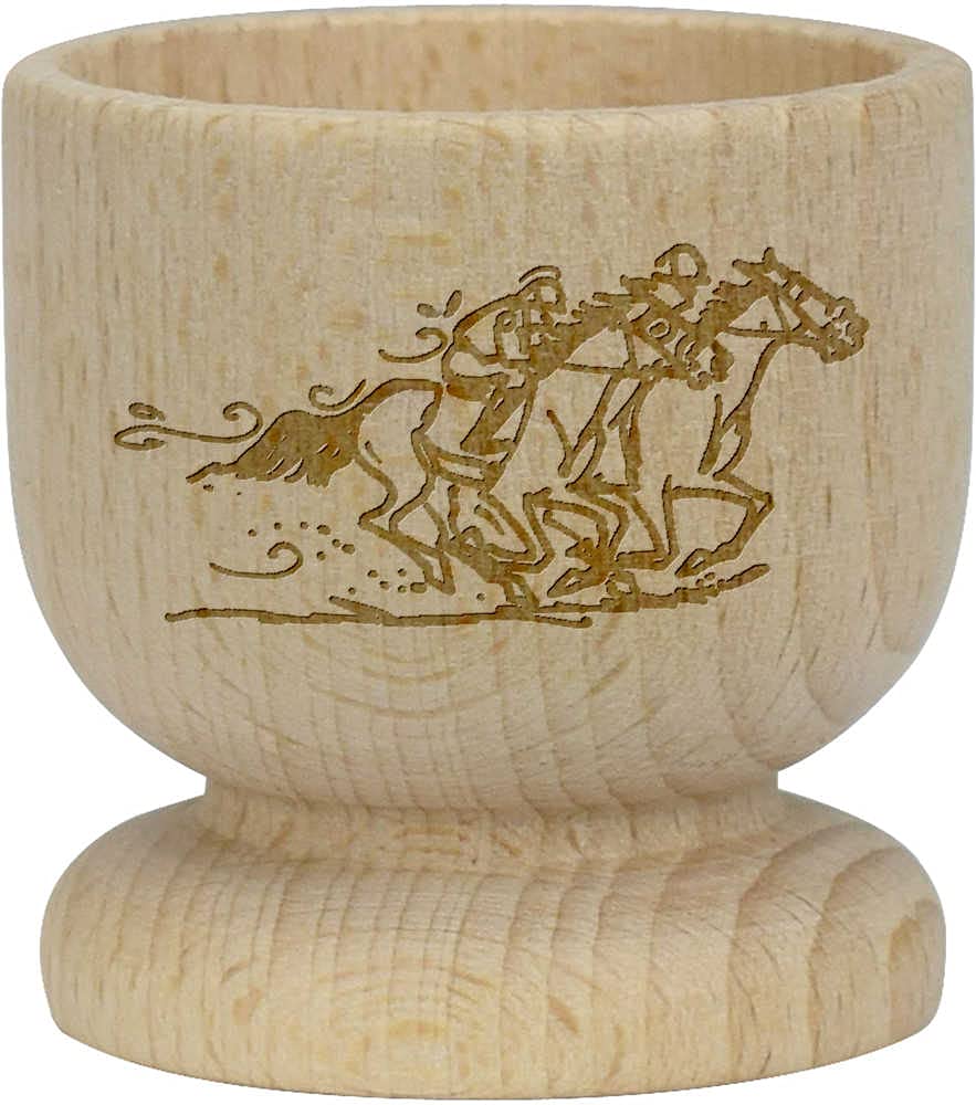 Azeeda Wooden Egg Cup - Handcrafted Horse Racing Design - Perfect for Breakfast, Easter Decor & Kitchen Gifts (EC00018926)