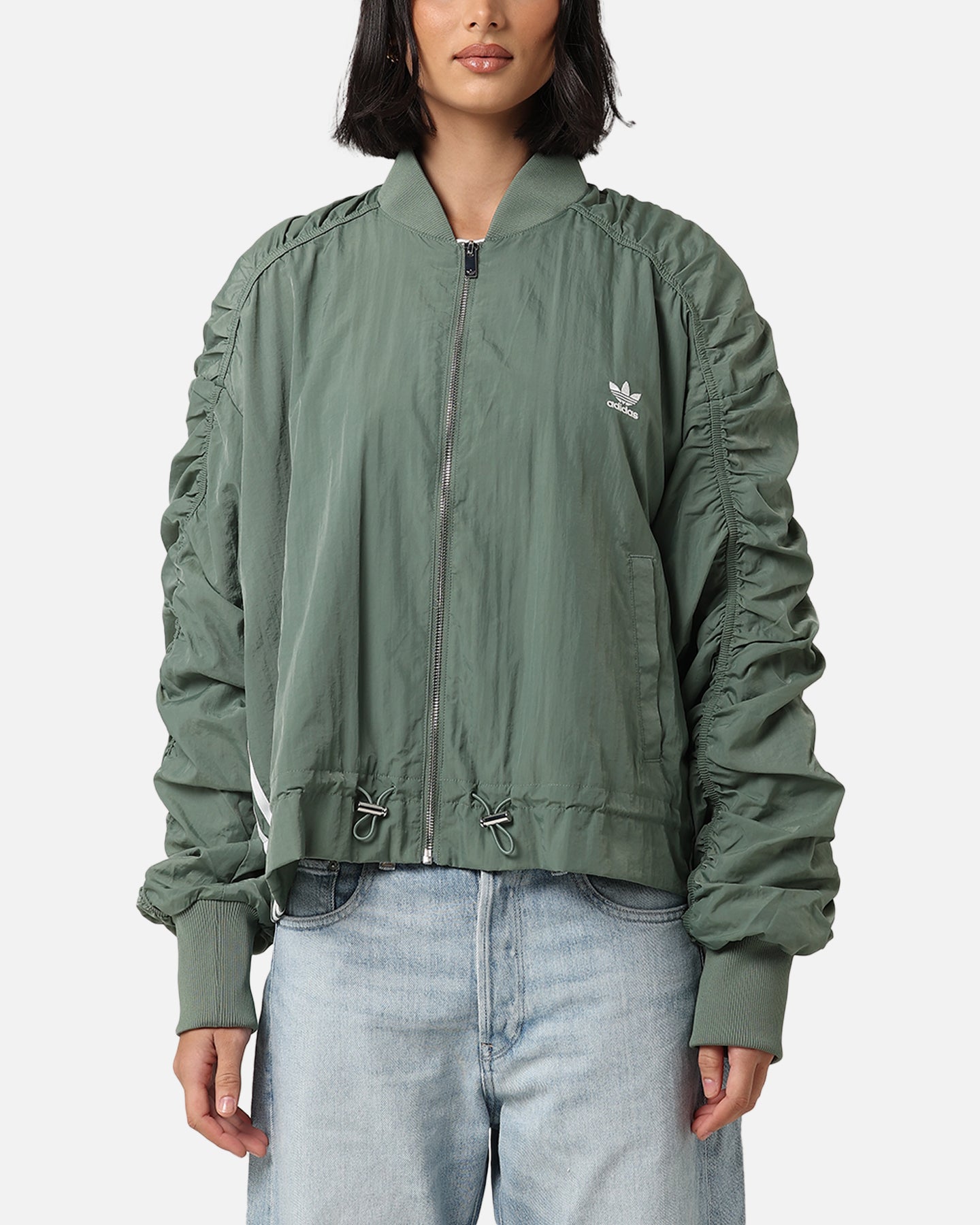 Adidas Women's Lightweight Bomber Jacket - Trace Green | Athletic Outerwear for Running, Travel & Casual Wear