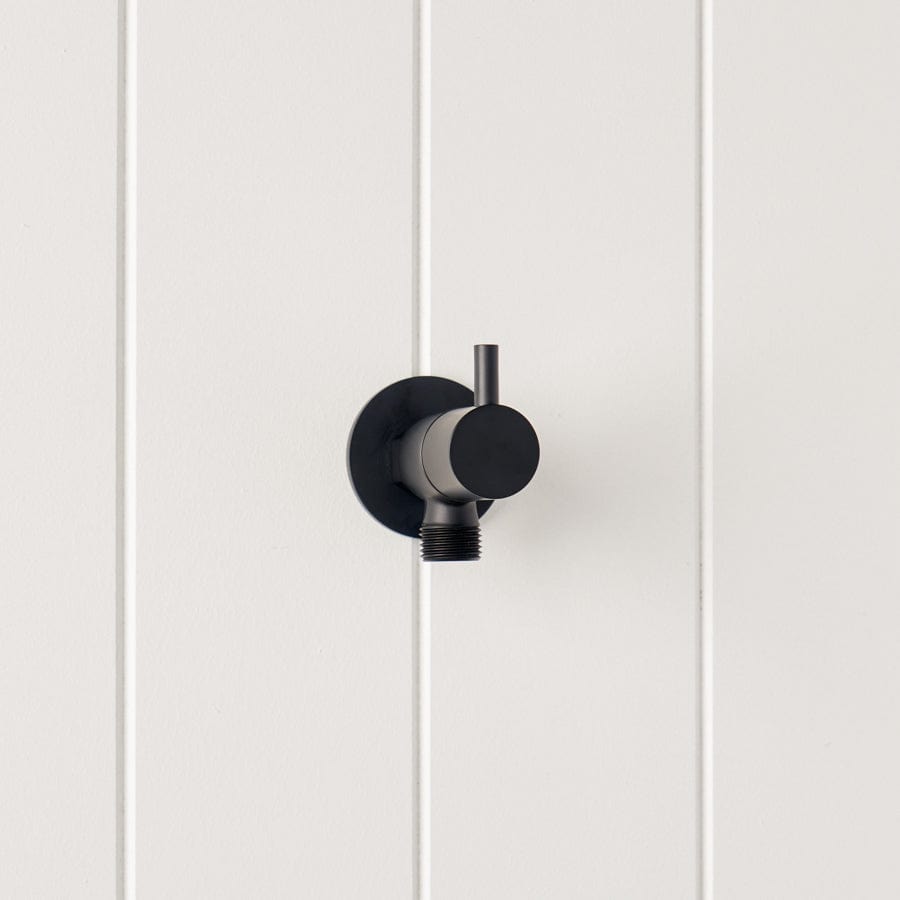 1/4 Turn Angle Valve in Matte Black - Durable Brass Water Shut Off Valve for Sink, Toilet & Plumbing - Perfect for Home, Bathroom & Kitchen Repairs