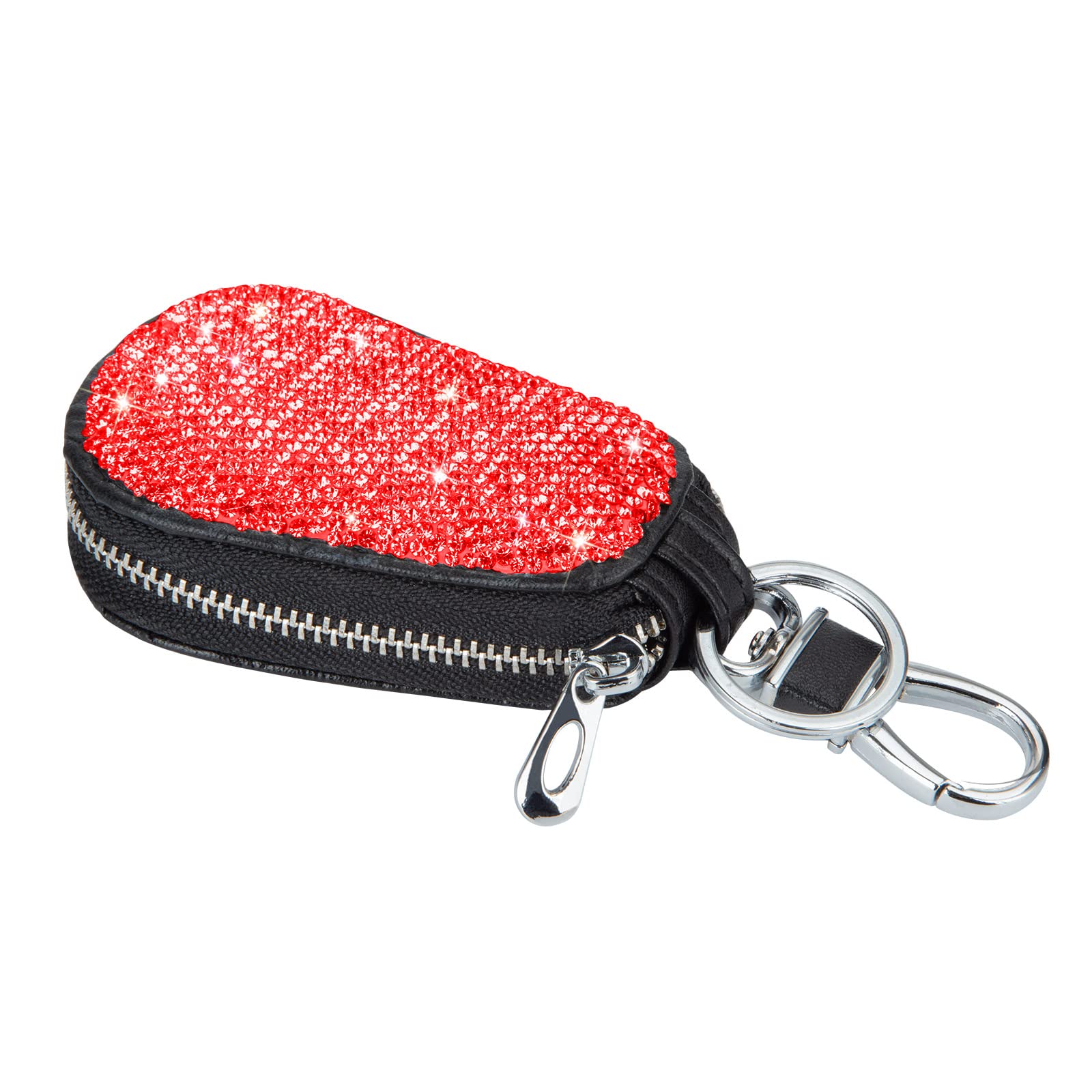 Sparkling Bling Car Key Chain Holder - Premium Leather Coin Pouch with Zipper, Remote Control Wallet Bag for Keys & Small Essentials | Perfect for Key Organization, Car Accessories, and Everyday Carry