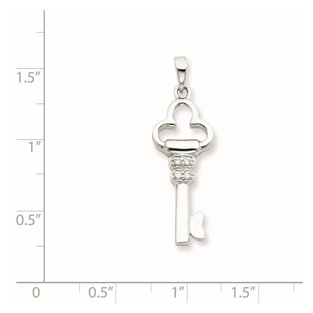 Sterling Silver Clover Key Pendant - Black Bow & Cubic Zirconia | Gift for Women