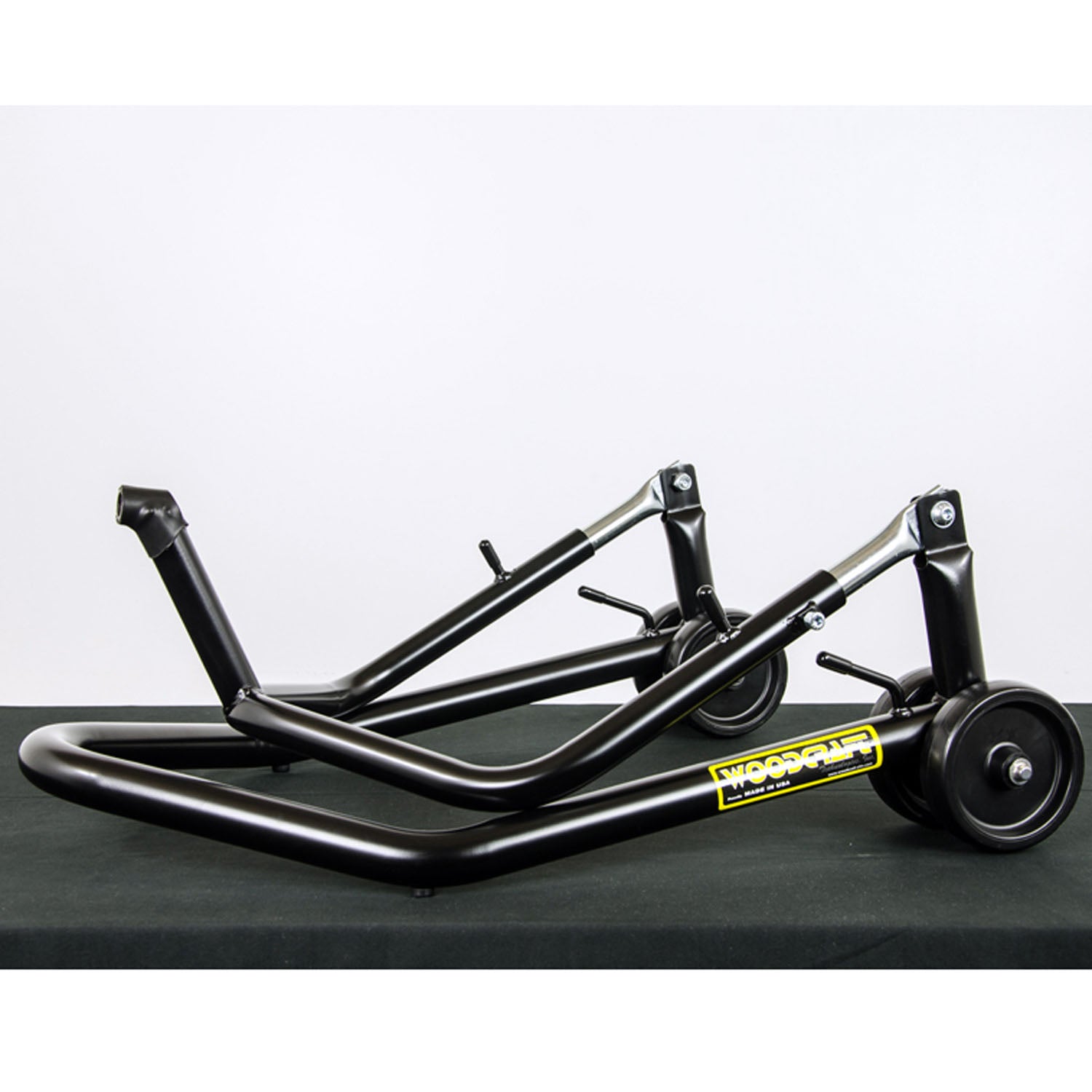 22 0105 Front Triple Tree Stand with Pin - Motorcycle Wheel Chock for Secure Parking & Storage - Ideal for Garage, Workshop, and Bike Maintenance