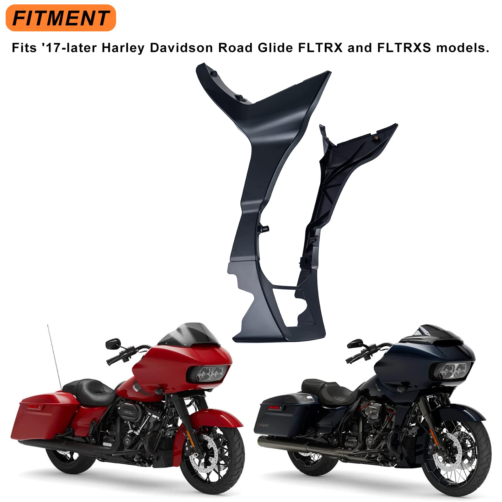 Vivid Black Road Glide Chin Spoiler & Fairing Cover for 2017-2022 Harley Davidson FLTRX/FLTRXS | Aerodynamic Motorcycle Wind Deflector for Touring Models | Perfect for Highway Riding & Long-Distance Comfort