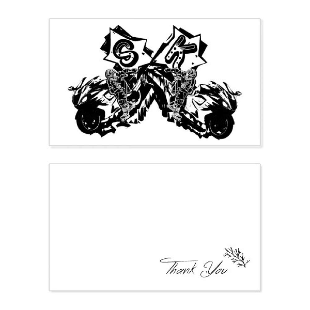 Black Motorcycle Rider Thank You Card - Birthday, Wedding, Appreciation Greeting Card with Motorcycle Pattern - Perfect for Bikers, Motorcycle Enthusiasts & Special Occasions
