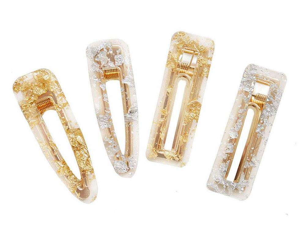 4CS Women's Sweet Duckbill Hair Clips - Acrylic Resin Geometric Alligator Hair Barrettes & Pins - Fashion Hair Accessories for Ladies (A#) - Perfect for Parties, Weddings & Everyday Styling