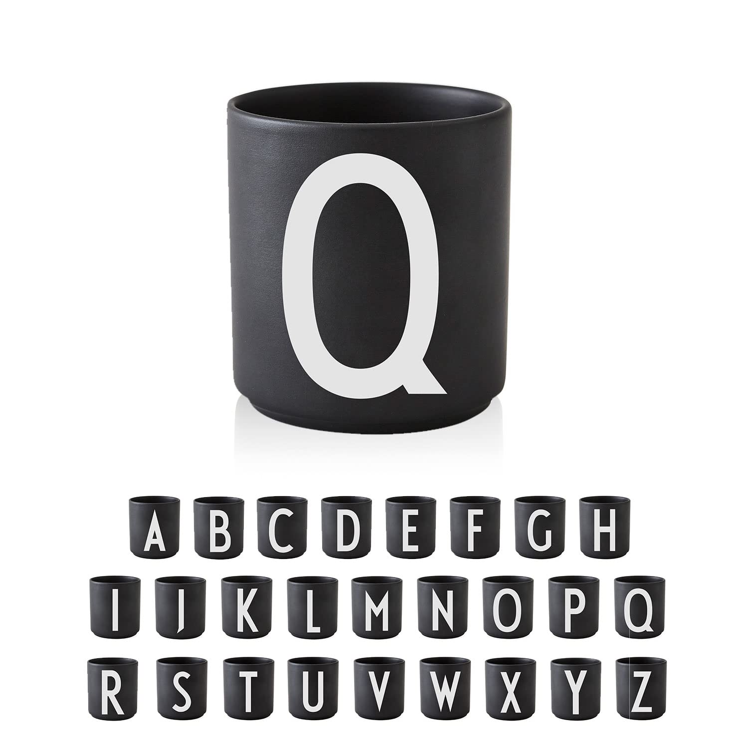 Personalized Monogram Coffee Mug with Initial A-Z | 11 oz Porcelain Tea Cup for Men & Women | Unique Christmas & Thanksgiving Gift for Her, Him, Friends | Perfect for Home, Office & Holiday Gifting | Black Design Letters Mug