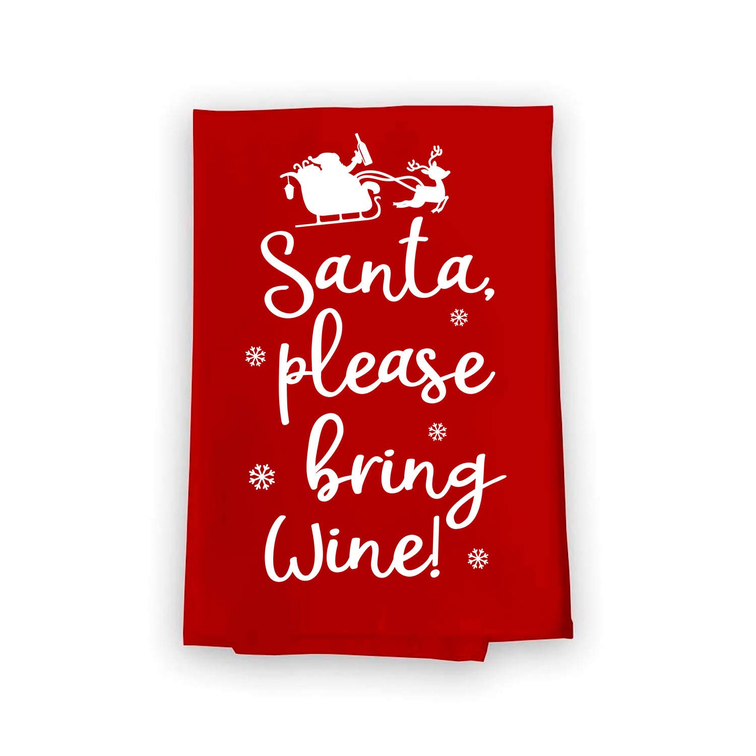Santa Please Bring Wine Flour Sack Towel - 27x27 Inch Funny Christmas Kitchen Towel - Holiday Decor with Dear Santa Letter Design - Perfect for Gifts, Wine Lovers & Festive Home Decor (10200R)