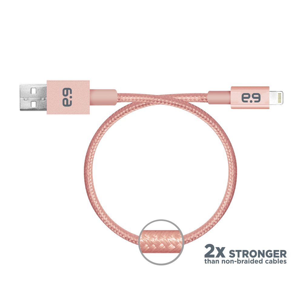 Premium Braided Metallic Lightning Cable for iPhone - Rose Gold 48