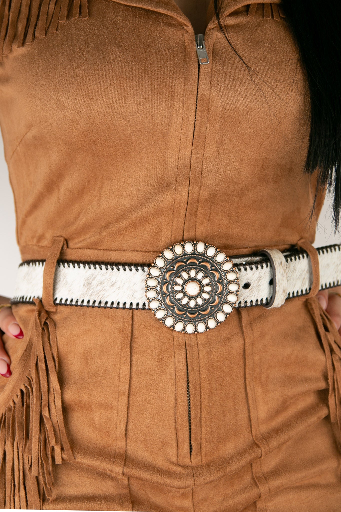 Nocona Genuine Cowhide Western Belt with Circular Buckle - Stylish Cowgirl Accessory for Rodeo, Horse Riding & Everyday Fashion