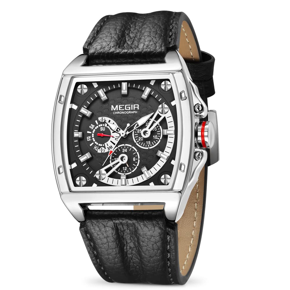 MEGIR Men's Analog Quartz Chronograph Luminous Sports Watch with Genuine Leather Strap ML2204G - Perfect for Running, Gym Workouts & Outdoor Adventures