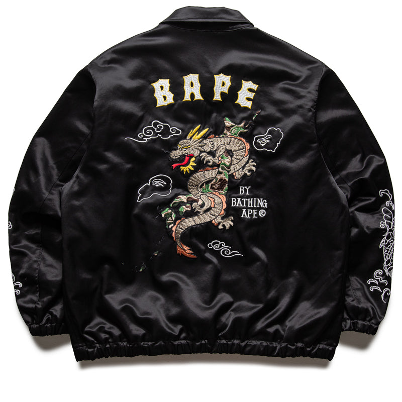 BAPE Black Satin Souvenir Jacket - Stylish Streetwear for Men & Women | Perfect for Urban Fashion, Casual Outings & Hip-Hop Style