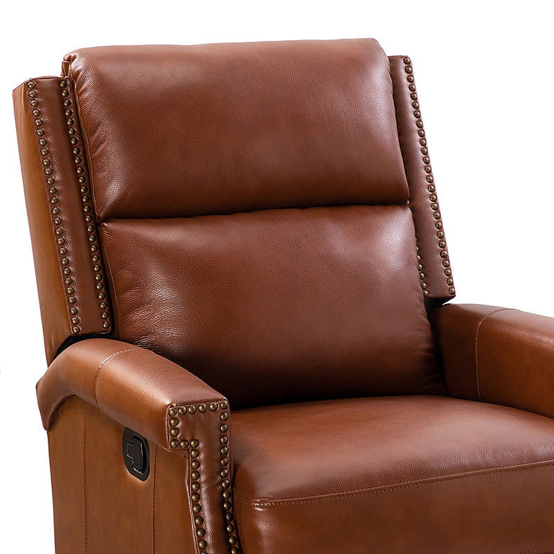 Canace Modern Genuine Leather Manual Glider Rocker Recliner Chair - Comfortable Swivel Lounge Chair for Living Room, Nursery, and Office Relaxation