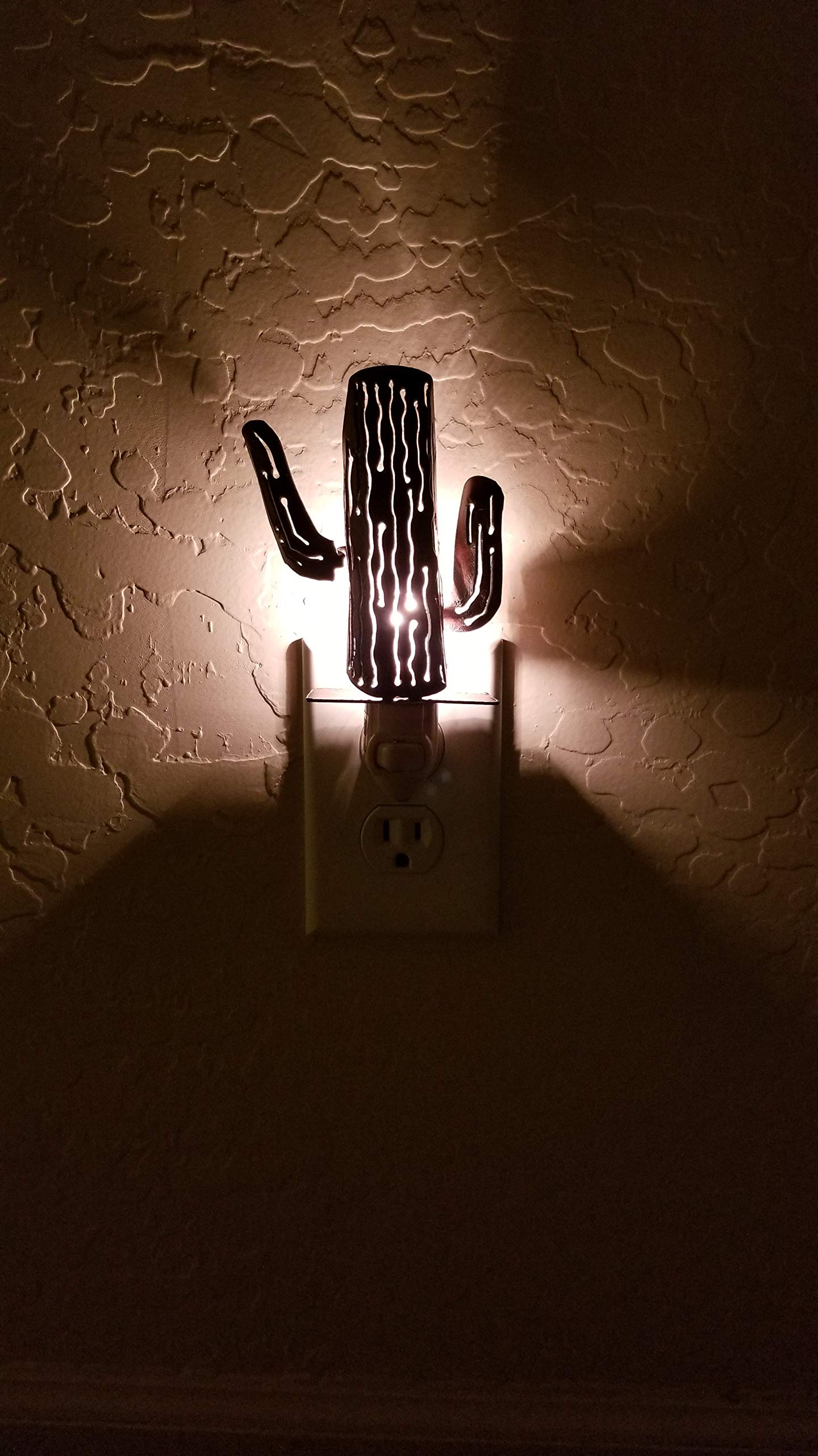 Rustic Saguaro Cactus Night Light - Handmade Rusted Steel Decor for Bedroom, Nursery, or Living Room - Perfect for Southwest Home Decor and Cozy Nighttime Ambiance