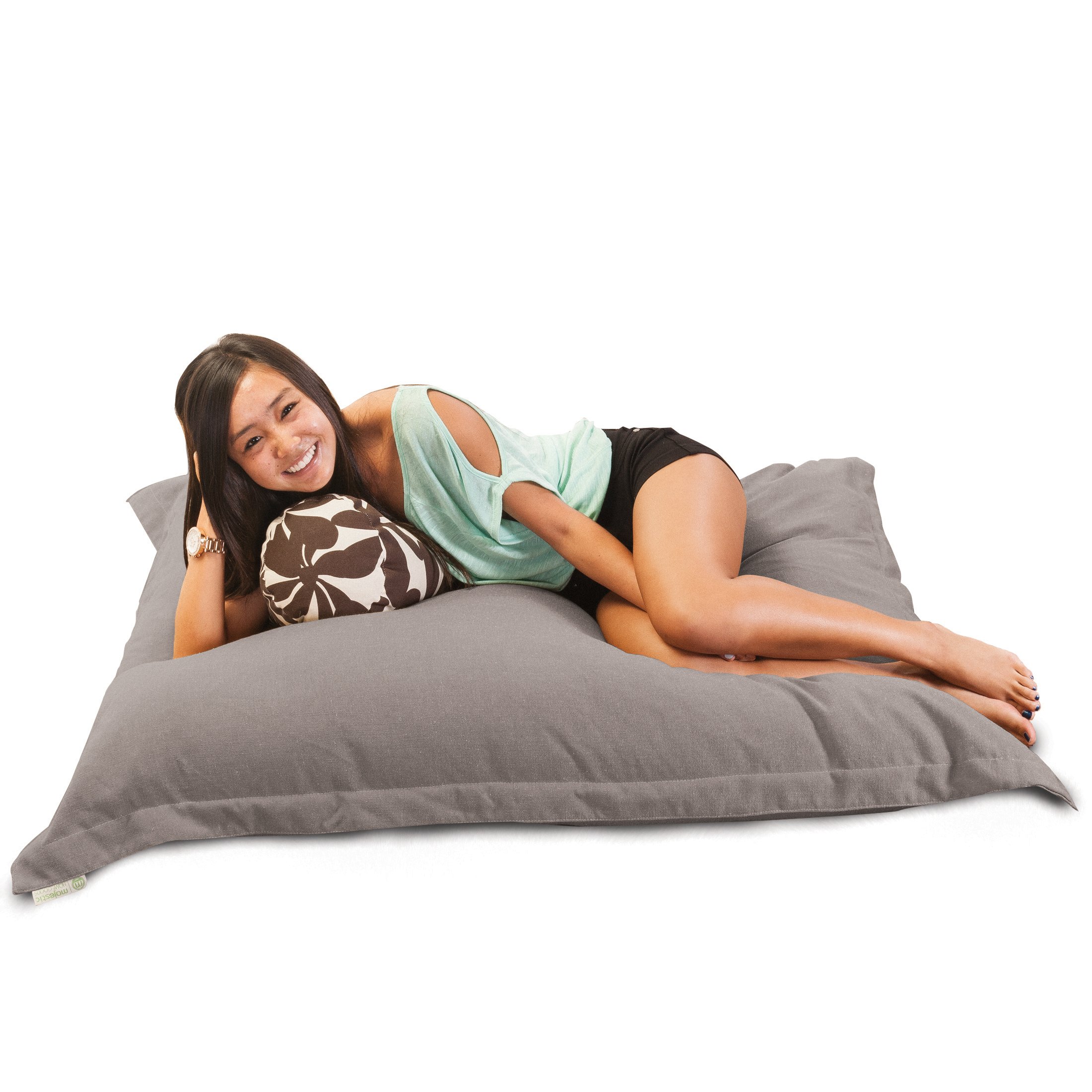 Majestic Home Goods Wales Floor Pillow - Soft Gray Floor Cushion for Living Room, Bedroom, Yoga & Meditation | Comfortable Seating & Lounging Pillow