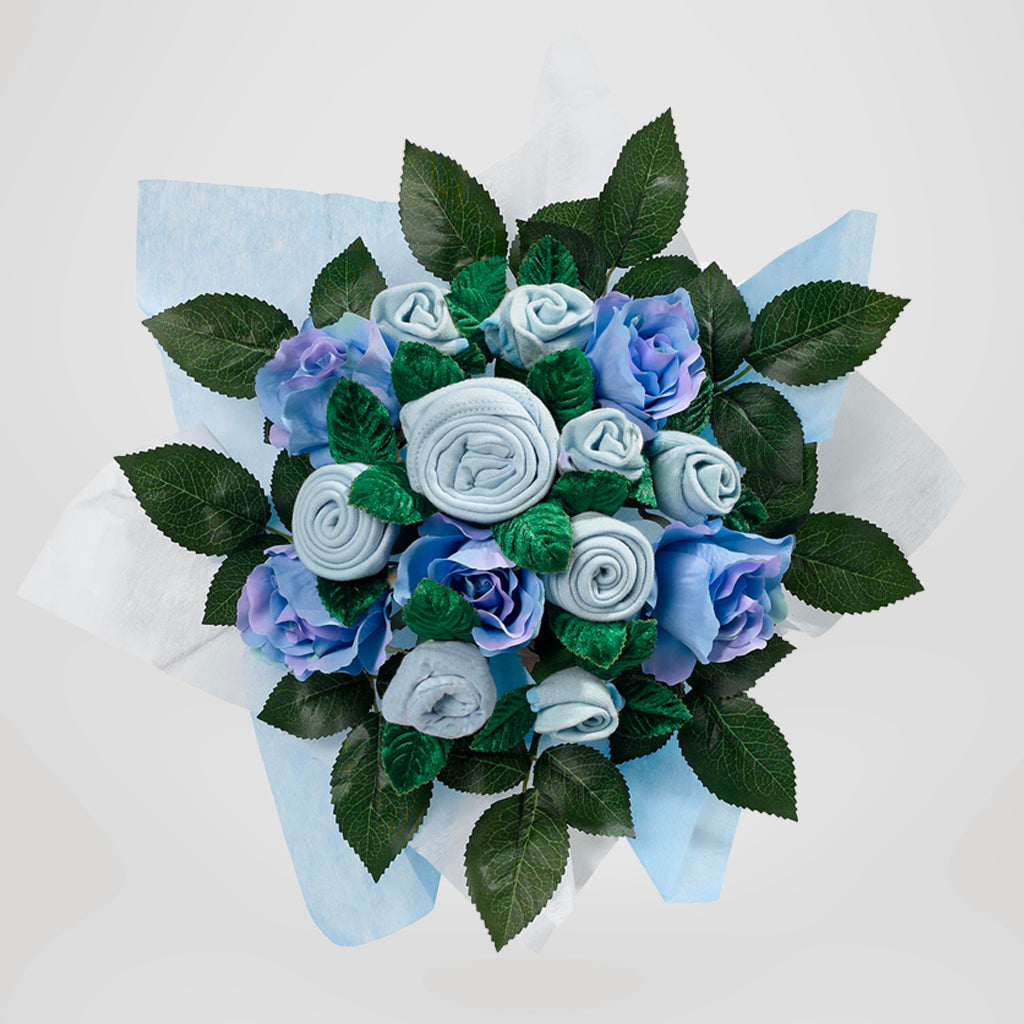 Hand-Tied Baby Clothes Bouquet - Blue | Newborn Gift Set | Perfect for Baby Showers, Christenings & Gender Reveals