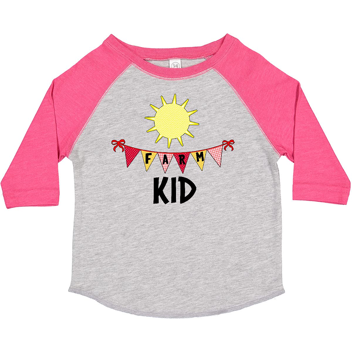 Inktastic Farm Kid Flags and Sun Toddler T-Shirt - Cute Farm Animal Print Cotton Tee for Boys & Girls - Perfect for Playdates, Daycare & Outdoor Activities