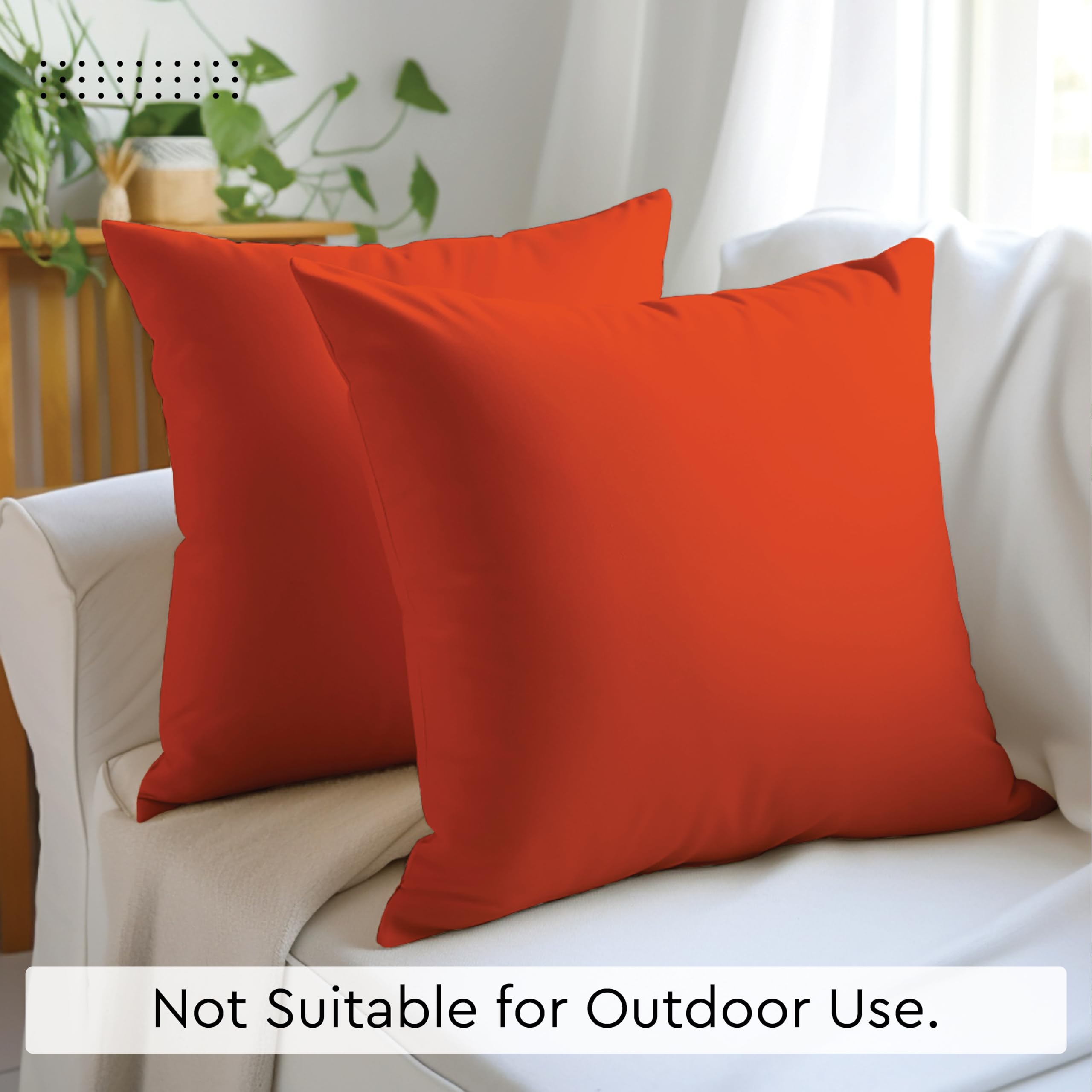 Encasa XO Decorative Throw Pillow Covers 18x18 Inch Set of 2 - Brick Red Cotton Cushion Covers with Hidden Zipper for Sofa, Living Room, Bedroom - Perfect for Home Decor, Cozy Reading Nook & Accent Pillows