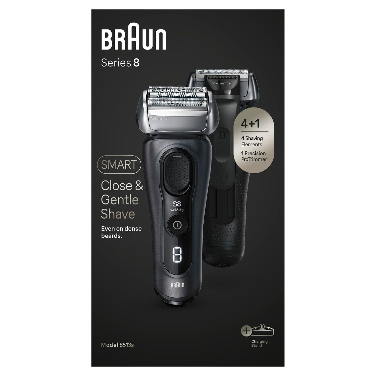 Braun Series 8 8513S Men's Electric Shaver - Wet & Dry Foil Shaver for Close Shaving - Perfect for Travel, Gym & Daily Grooming Routine