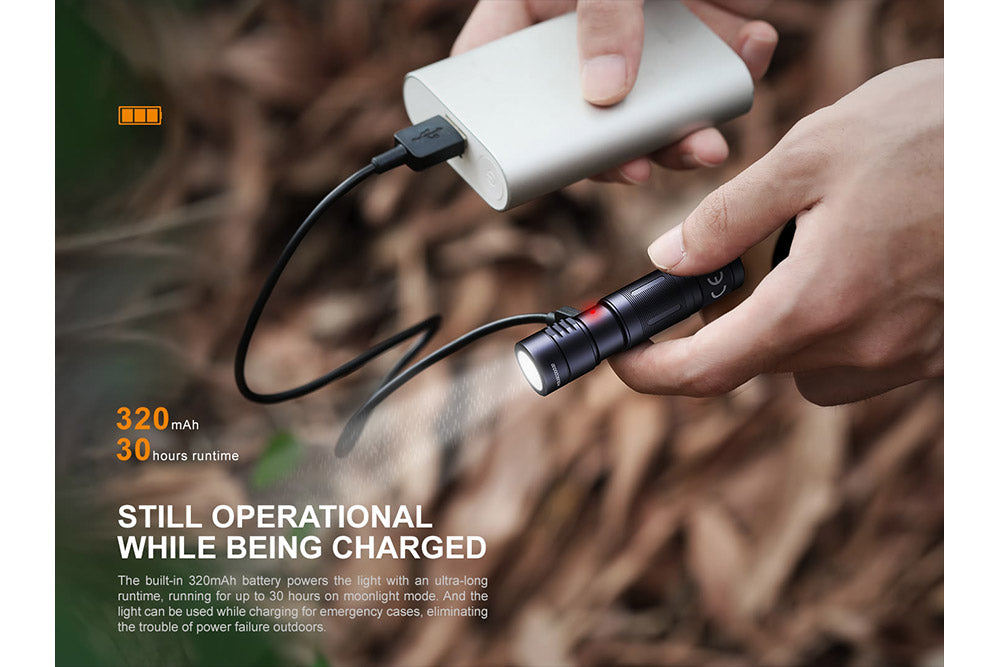 Fenix E05R Mini Keychain LED Flashlight - 400 Lumens Ultra Bright, Rechargeable, Compact EDC Light for Camping, Hiking, Emergency & Everyday Carry