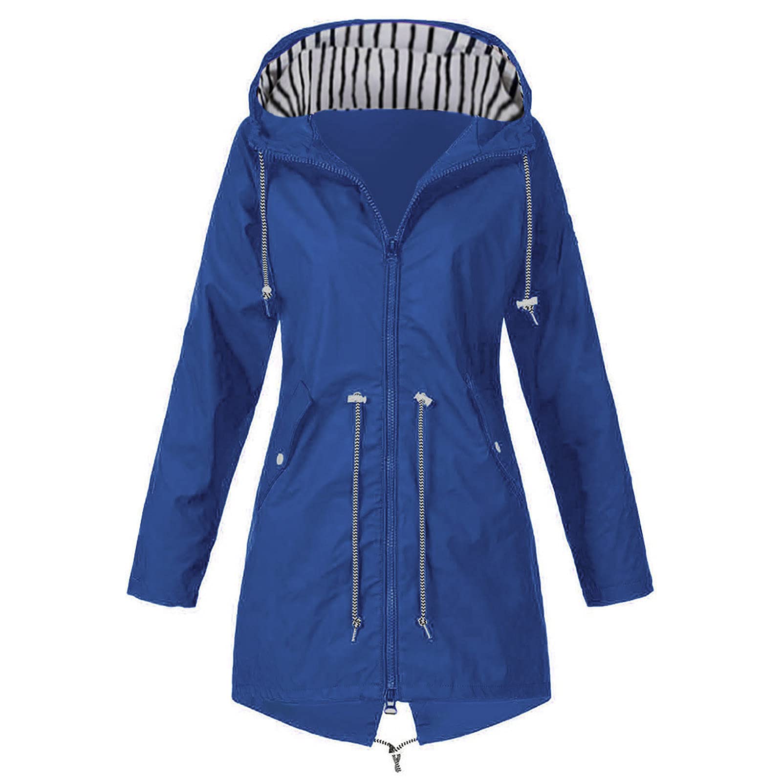 Women's Lightweight Waterproof Raincoat with Hood - Plus Size Trench Jacket with Pockets for Outdoor Activities | Perfect for Hiking, Commuting & Rainy Day Protection
