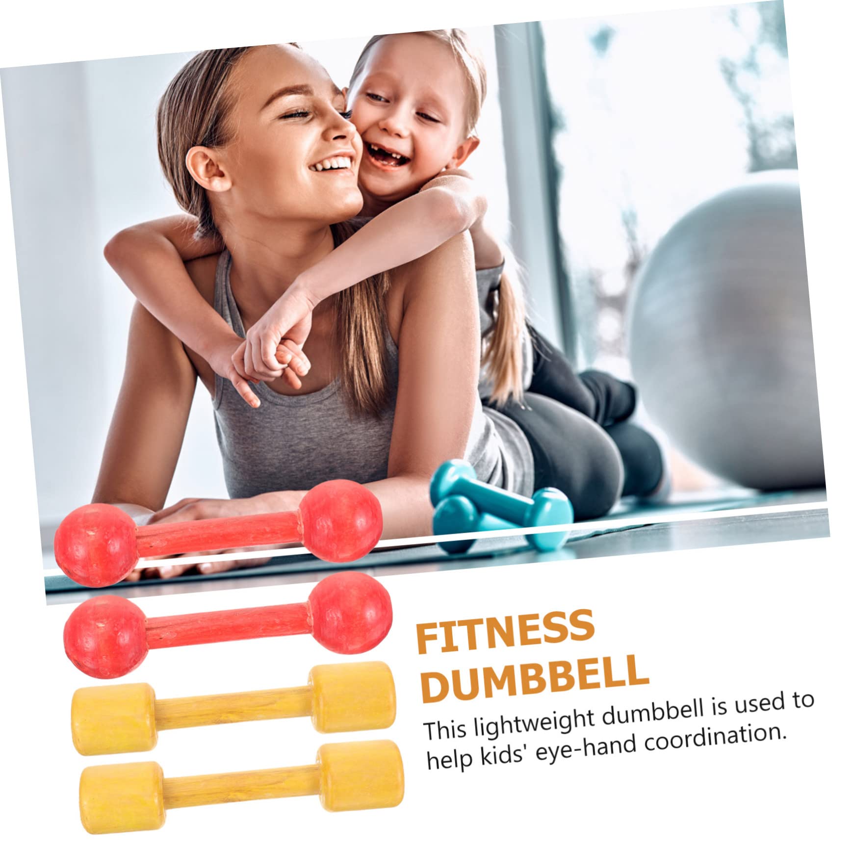 2 Pairs Wooden Dumbbells for Toddlers - Kids Hand Weights Exercise Toys | Early Educational Physical Development Toy for Boys & Girls | Perfect for Home Gym, Preschool Activities & Motor Skills Training