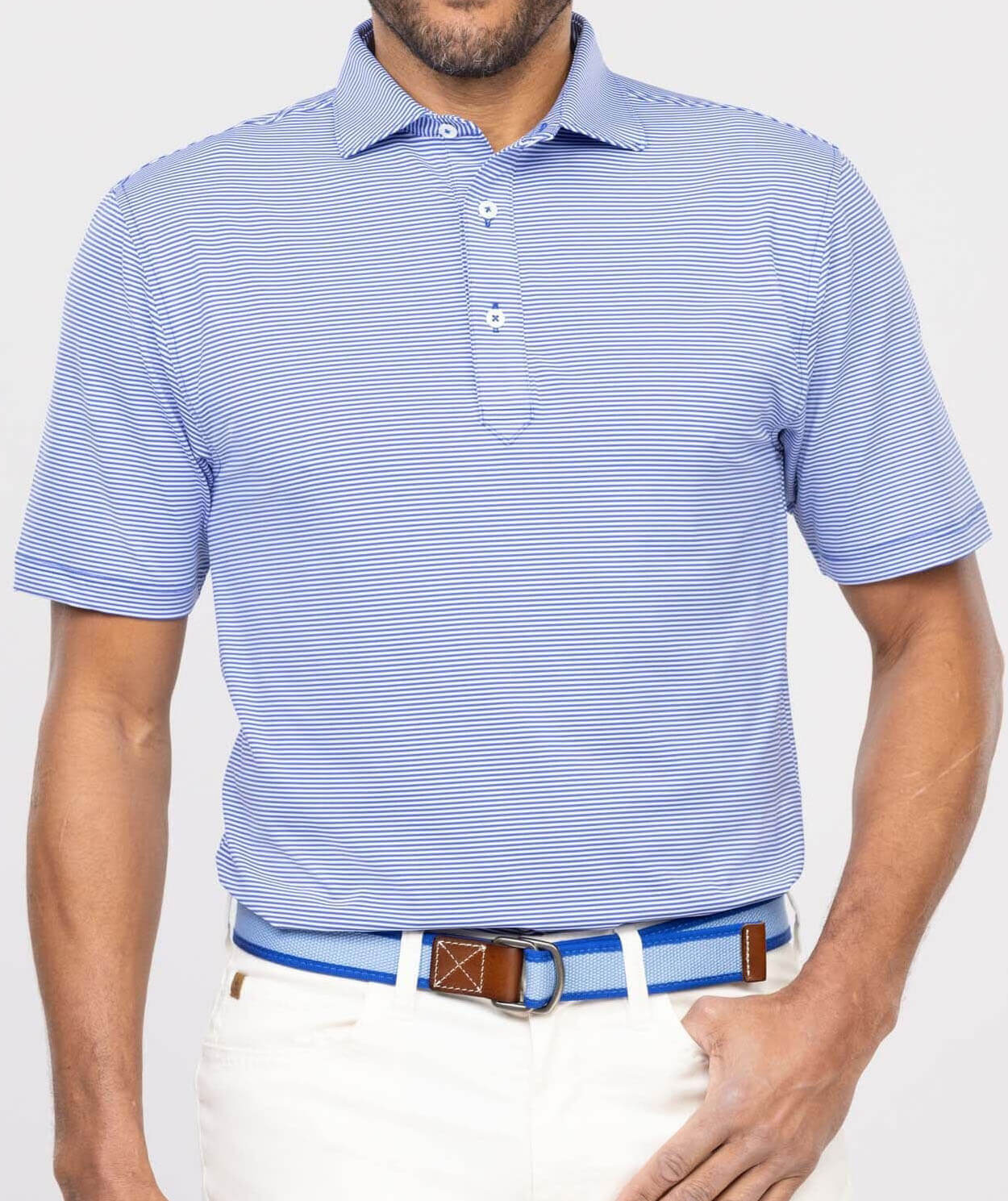 Carter Stripe Performance Polo Shirt for Men - Breathable, Moisture-Wicking Golf & Casual Wear - Perfect for Work, Sports & Outdoor Activities