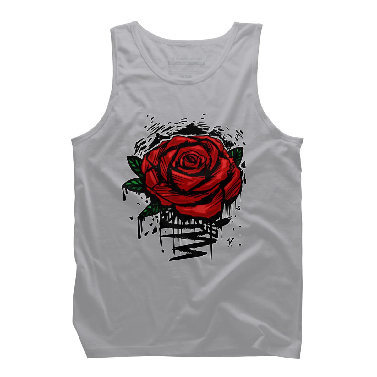 Design By Humans Men's Rugged Rose Graphic Tank Top by Adamzworld - Soft Cotton Muscle Tee for Gym, Summer & Casual Wear